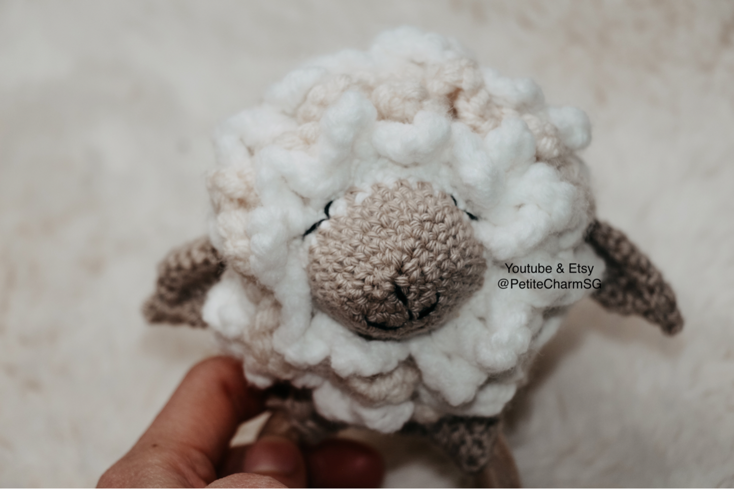 Crochet baby rattle – Sheep – Free Patterns by PetiteCharmSG